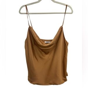 NEST Black Label Satin Cowl Neck Cami Gold Silk Feel Minimalist Luxury Tank